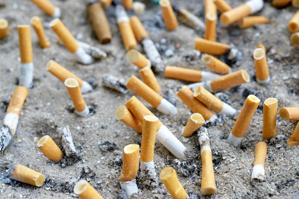 Açık havada kül tablası içinde sigara