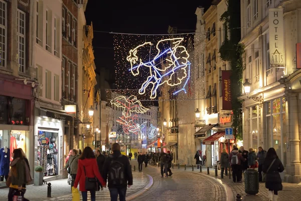 Noel aydınlatma Brüksel, Belçika — Stok fotoğraf