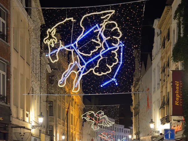 Weihnachtsbeleuchtung in Brüssel, Belgien — Stockfoto