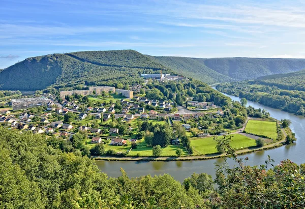 Panorama of Revin city in France Stock Picture