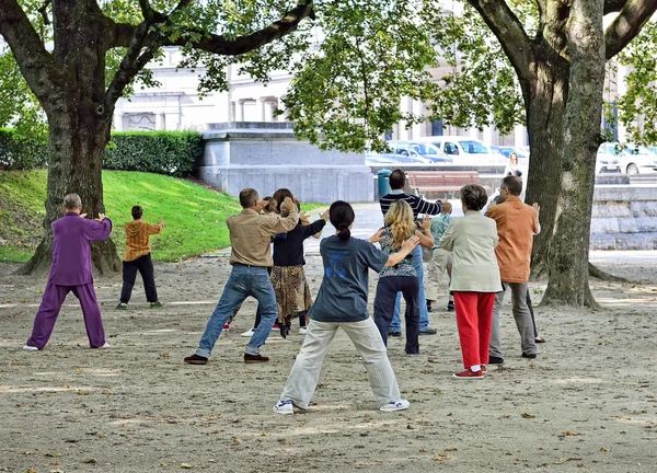 У оздоровчих гімнастика у П'ятдесятиріччя Parc, Брюссель Ліцензійні Стокові Фото