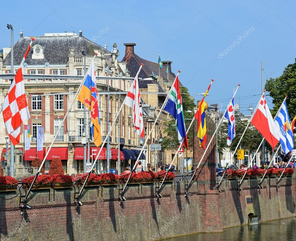 Historische centrum van Den Haag in de buurt van lake ...