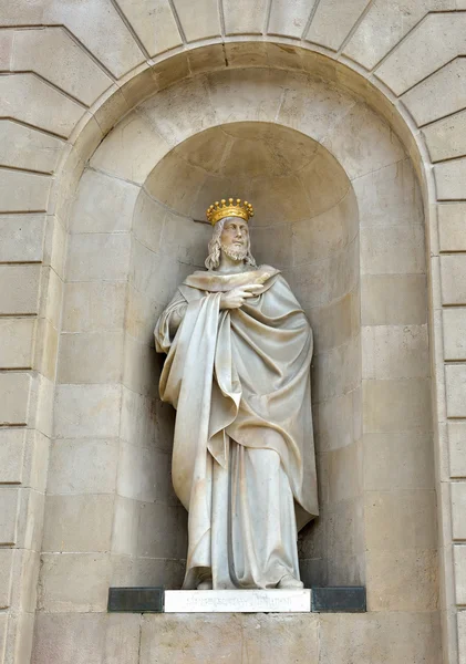 Socha James I dobyvatel zdobení Palau de la Generalitat, Barcelona — Stock fotografie