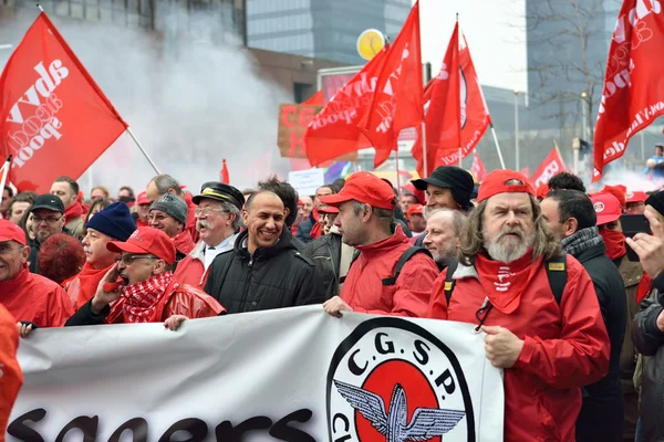 Manifestación nacional contra las medidas de austeridad introducidas por el Gobierno belga — Foto de Stock