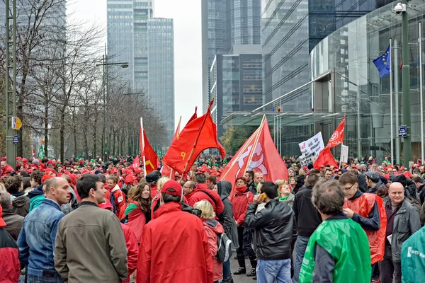 Manifestazione nazionale contro l'austerità a Bruxelles, Belgio — Foto Stock