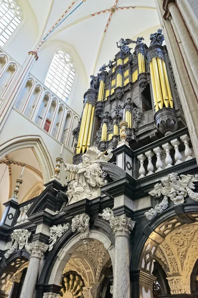 Zdobione organy 18 wieku w Sint-Salvator Cathedral. — Zdjęcie stockowe