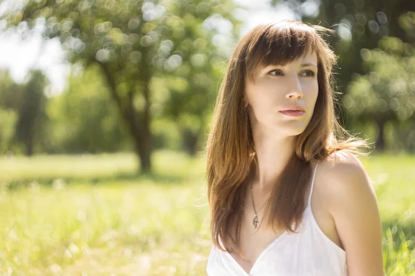 stock image Beauty young woman in summer park