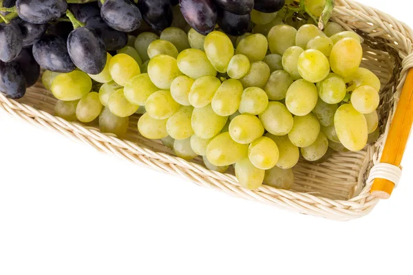 Fresh ripe Grapes in Wicker basket — Stock Photo, Image