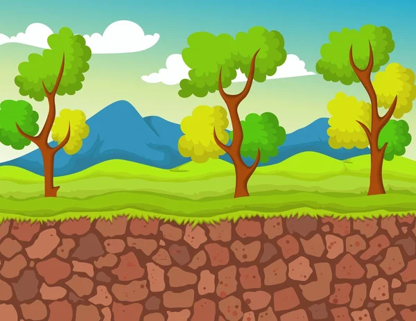 Bosque con vista de piedra para su diseño — Vector de stock