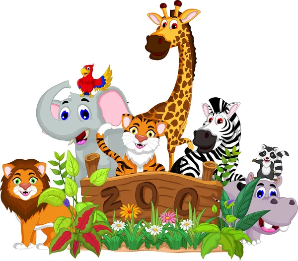 Zoo och den djura tecknat — Stock vektor