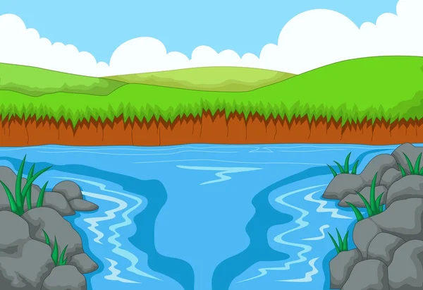 Belleza río paisaje fondo — Vector de stock