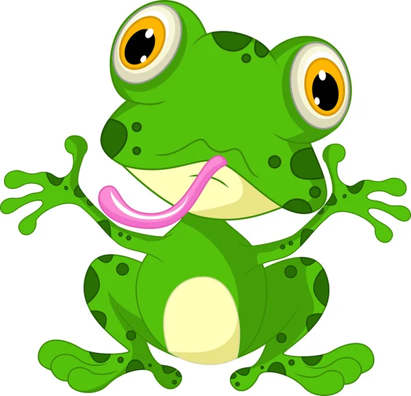 Drôle grenouille dessin animé assis — Image vectorielle