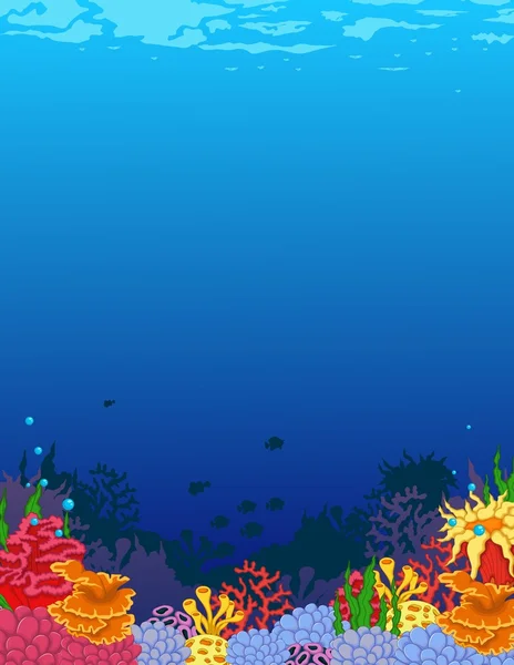 Coral de belleza con fondo de vida marina — Vector de stock