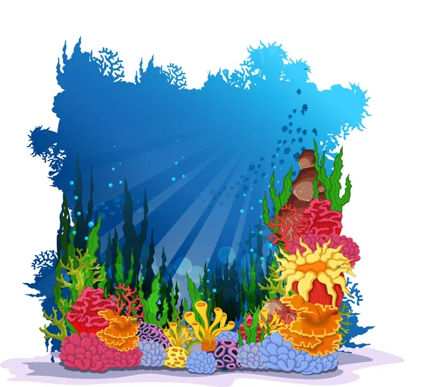 Schönheit Korallen mit Unterwasserblick Hintergrund — Stockvektor