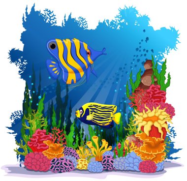 Melek balığı deniz hayat arka plan ile