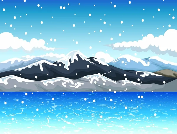 Paisaje de nieve montaña de dibujos animados — Archivo Imágenes Vectoriales