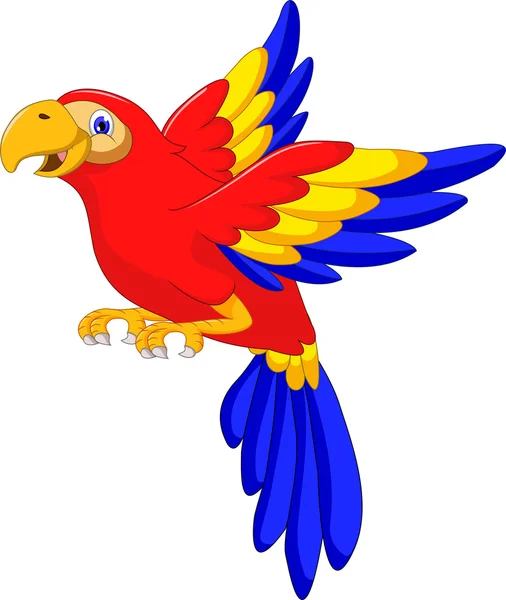 Guacamayo pájaro dibujos animados vuelo — Archivo Imágenes Vectoriales