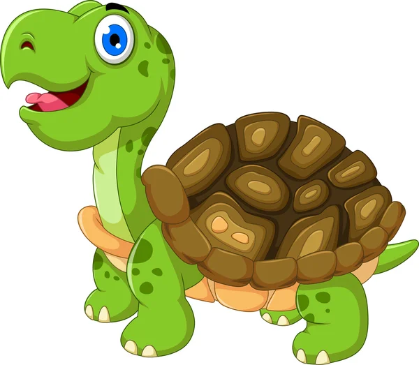 Bonito desenho animado tartaruga posando — Vetor de Stock