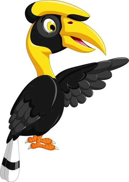 Mignon hornbill dessin animé posant — Image vectorielle