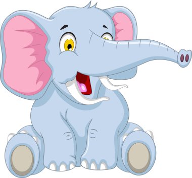 oturma sevimli fil çizgi film