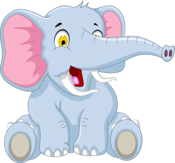 Lindo elefante de dibujos animados sentado — Vector de stock
