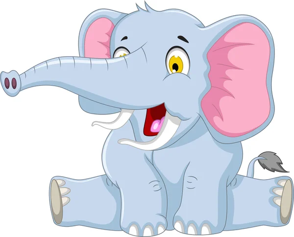 Lindo elefante de dibujos animados sentado — Vector de stock