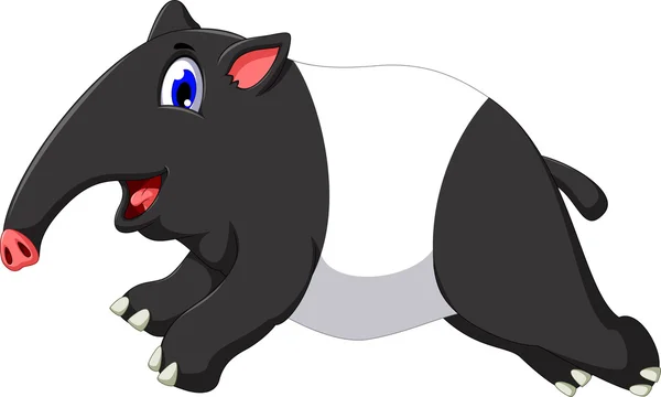 Lindo tapir dibujos animados corriendo — Vector de stock
