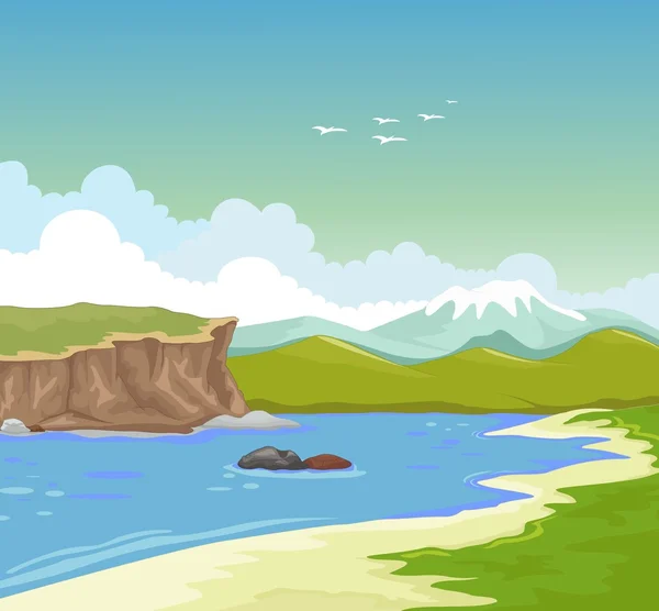 Lago de belleza con bakcground paisaje — Vector de stock