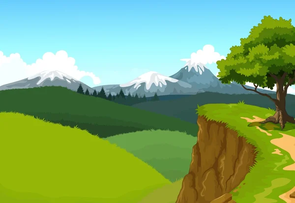 Belleza montaña acantilado con paisaje fondo — Vector de stock