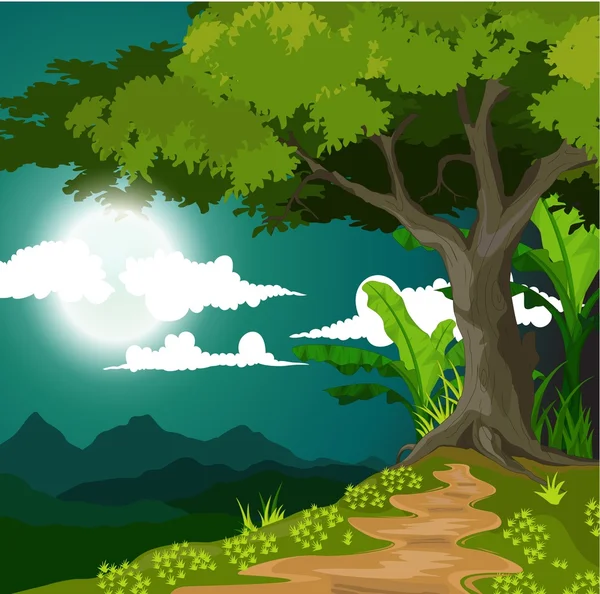 Belleza vista nocturna con fondo de paisaje — Vector de stock