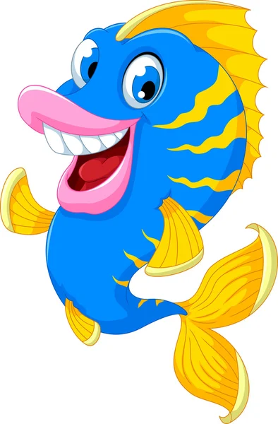 Lustige Fische Karikatur lächelnd — Stockvektor