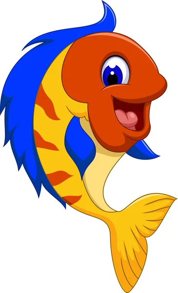재미 있은 귀여운 물고기를 가까이 만화 — 스톡 벡터