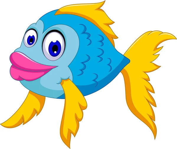 Söt fisk cartoon poserar — Stock vektor