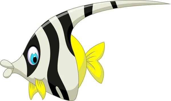 Engraçado preto e branco anjo peixe desenhos animados — Vetor de Stock