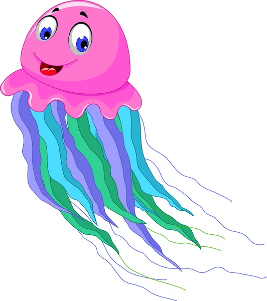 Cute jellyfish cartoon smiling — Stock Vector