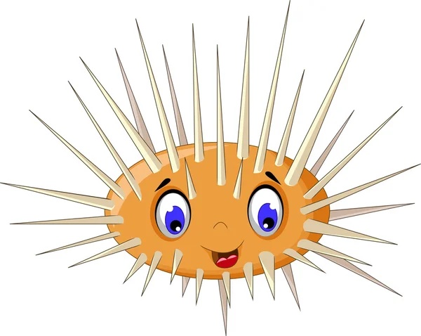 Cute sea urchin cartoon smiling — Stock Vector