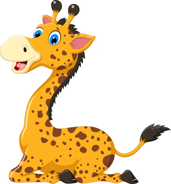 Mignon girafe dessin animé assis — Image vectorielle