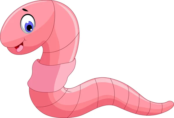 Schattig worm cartoon glimlachen — Stockvector