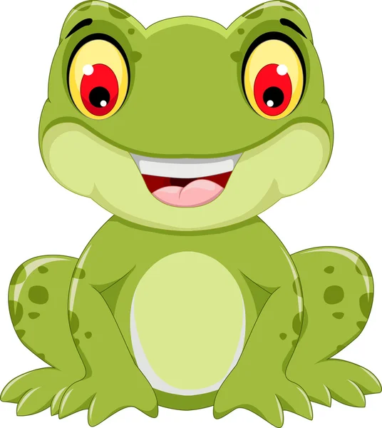 Funny frog cartoon sitting — Stock Vector