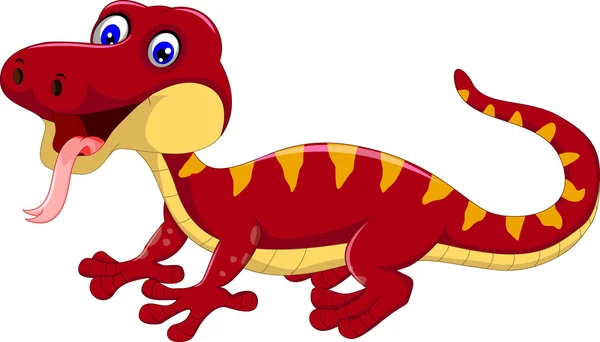 Red gecko cartoon posing — Stock Vector