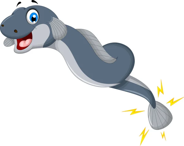 Karikatür komik elektrikli yılan balığı poz — Stok Vektör
