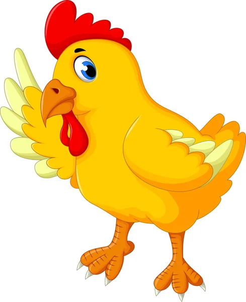 Cute hen cartoon waving — Stock Vector