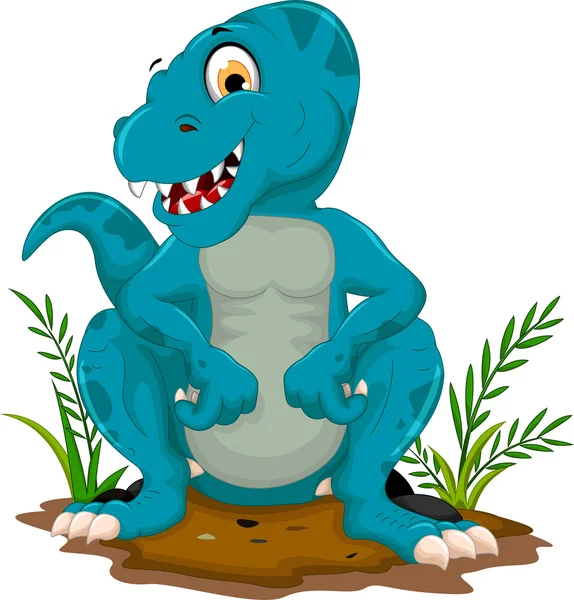 Funny tyrannosaurus cartoon sitting — Stock Vector