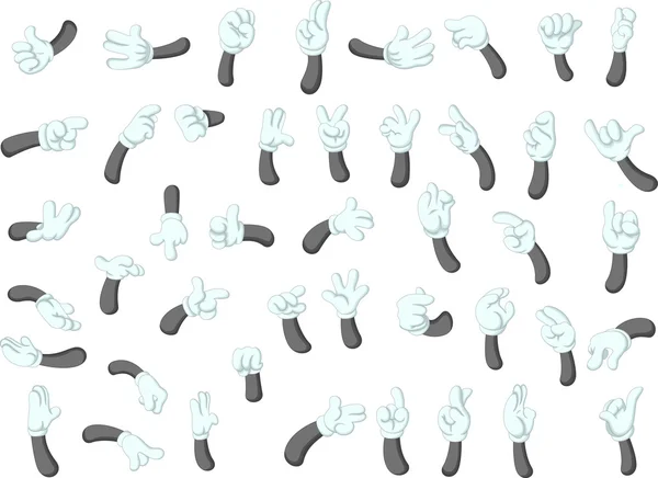 Collection of hand cartoon with different gestures — Stock Photo, Image