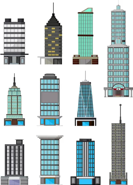 Different kinds of buildings cartoon — Stock Photo, Image