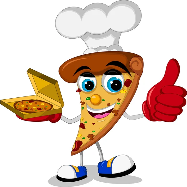 Schattig pizza cartoon duim omhoog — Stockvector