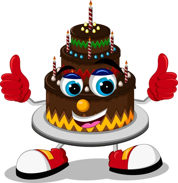 День рождения торт мультфильм большой палец вверх — стоковый вектор
