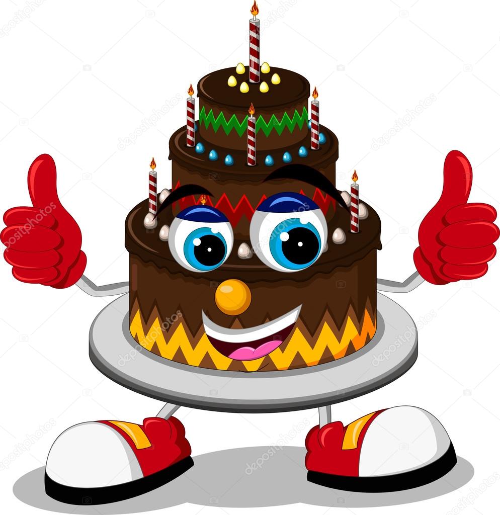 Birthday cake cartoon thumb up