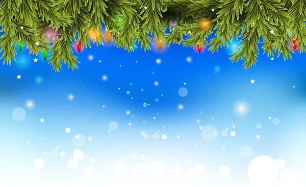 Christmas background with decorated pine tree — Stock Vector