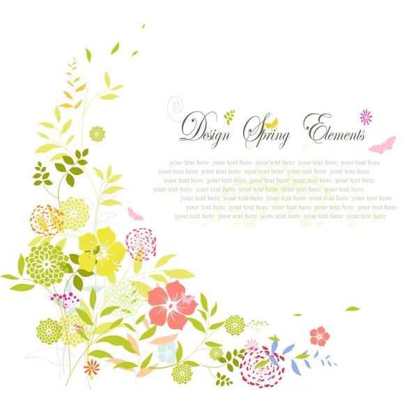 Fondo de primavera de flores con texto para su diseño — Vector de stock